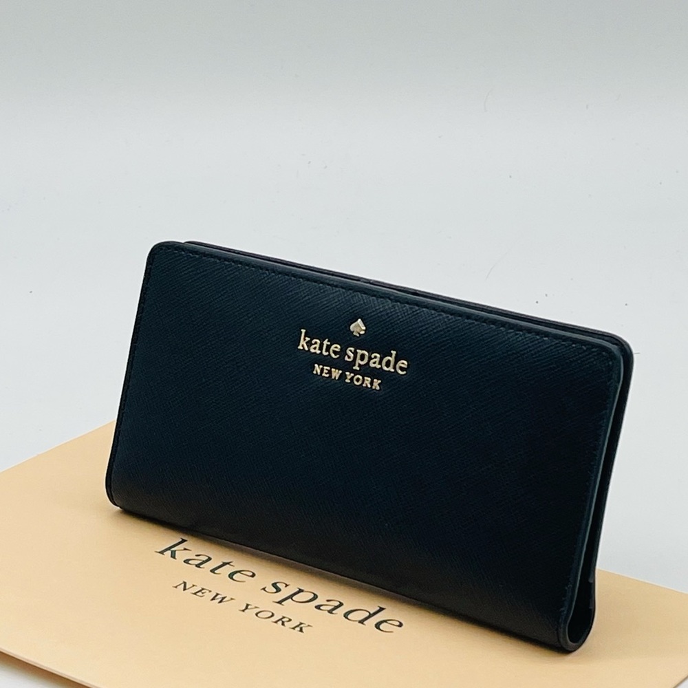 Kate Spade Large Slim Bifold Wallet Black - Picture 2 of 7